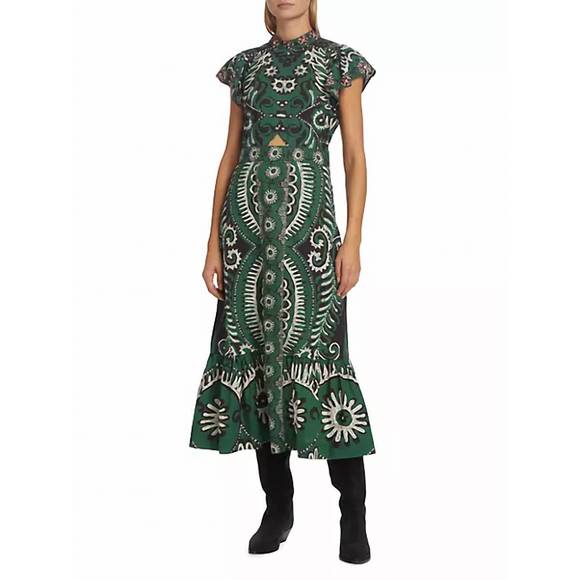 NEW SEA charlough print cut out dress in green - Picture 2 of 6